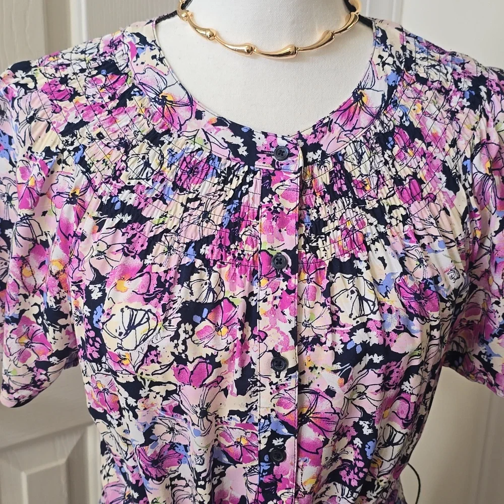 CROFT & BARROW BRAND WOMEN'S PURPLE & BLUE FLORAL SHORT SLEEVES DRESS SIZE SMALL_3
